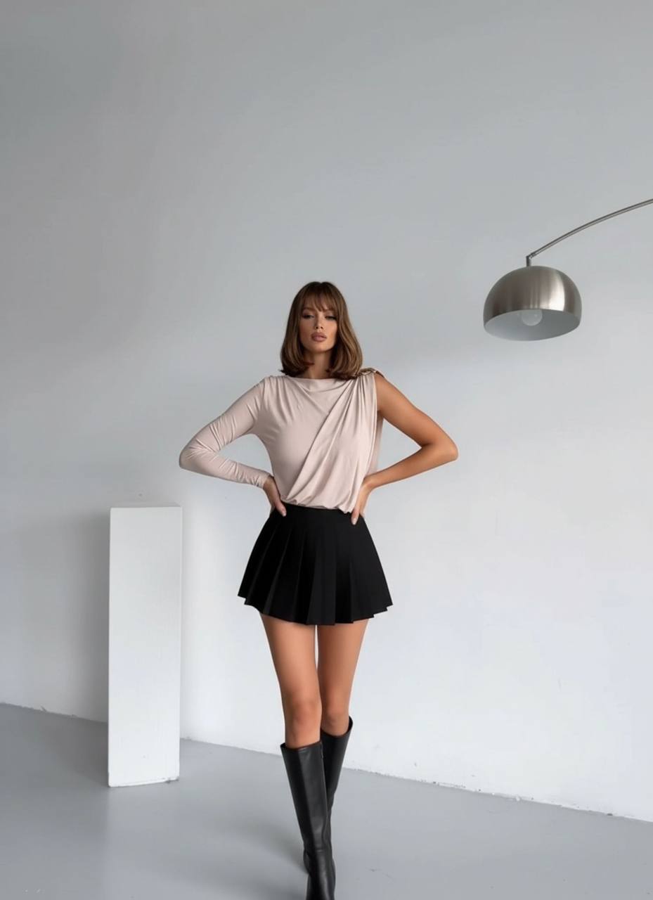 Popper Bodysuit - Beige