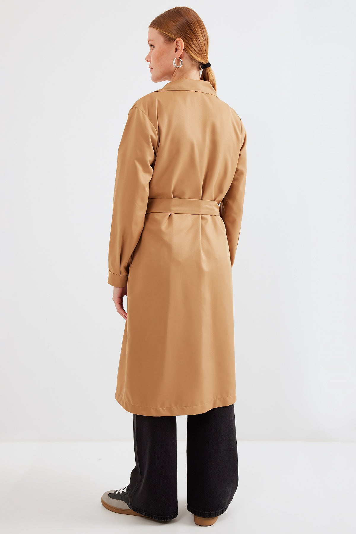 5853 Trenchcoat cu Guler Cruce - Taupe
