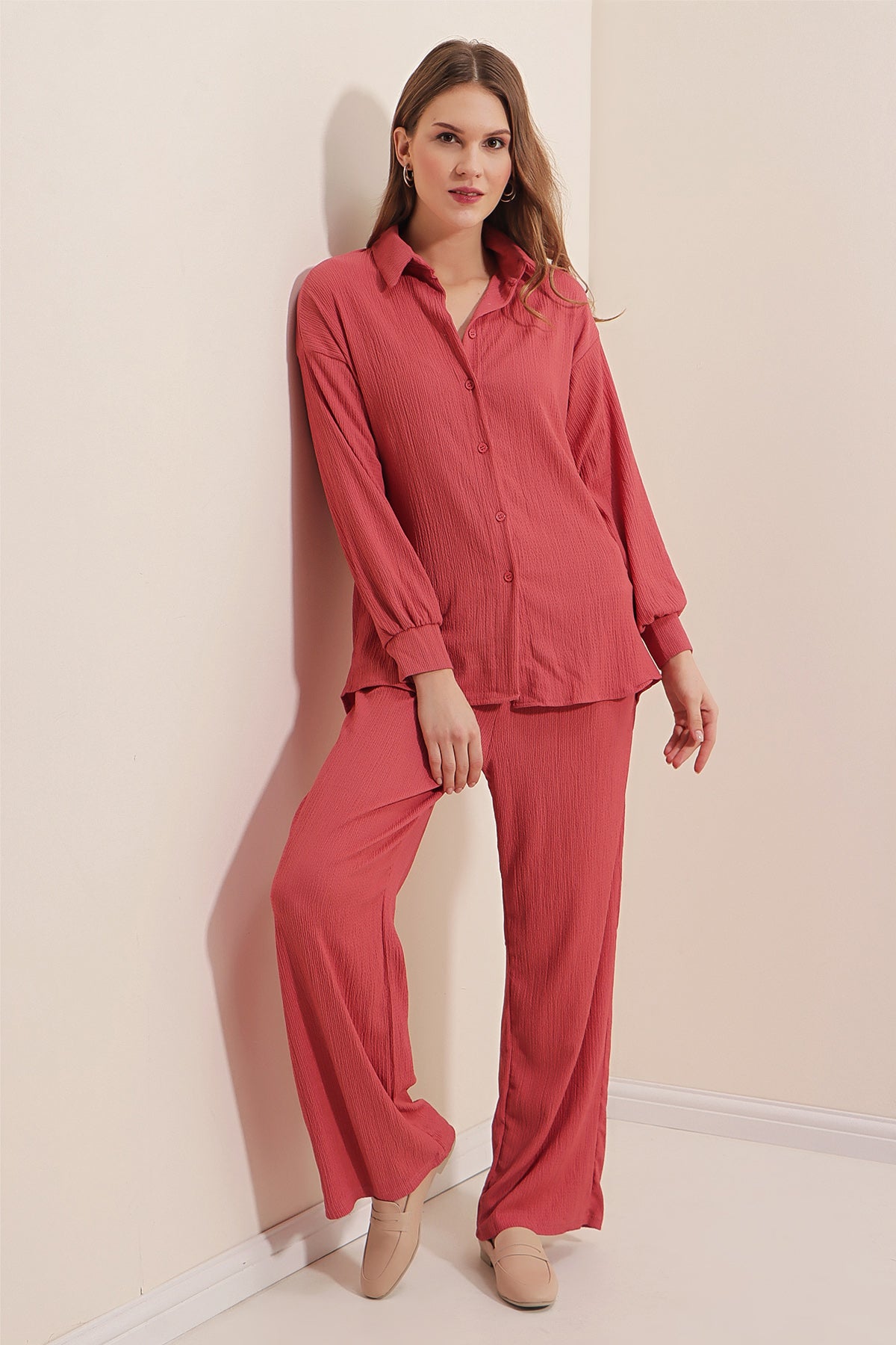 5858 Compleu Tricot Două Piese - Trandafir Uscat