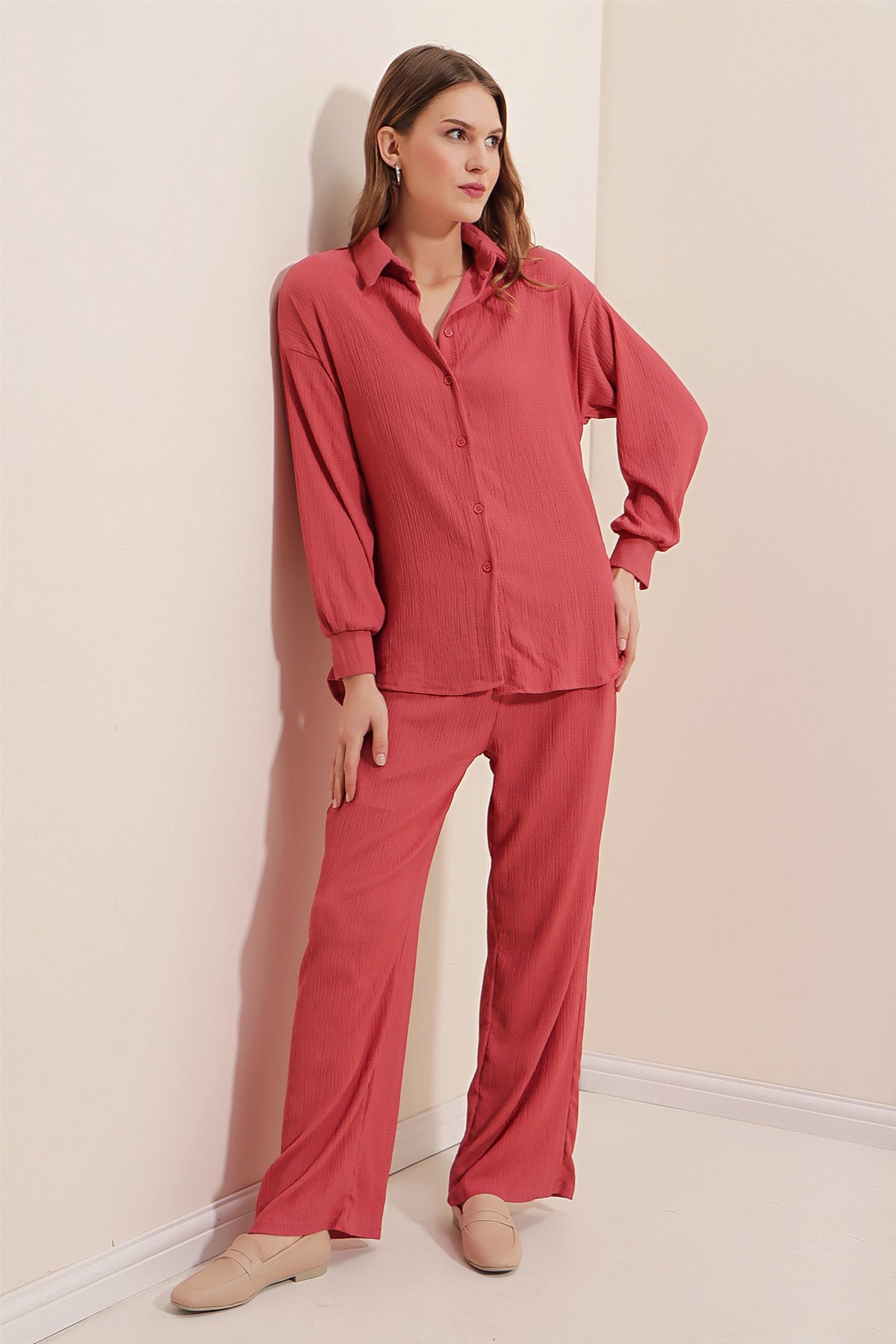 5858 Compleu Tricot Două Piese - Trandafir Uscat