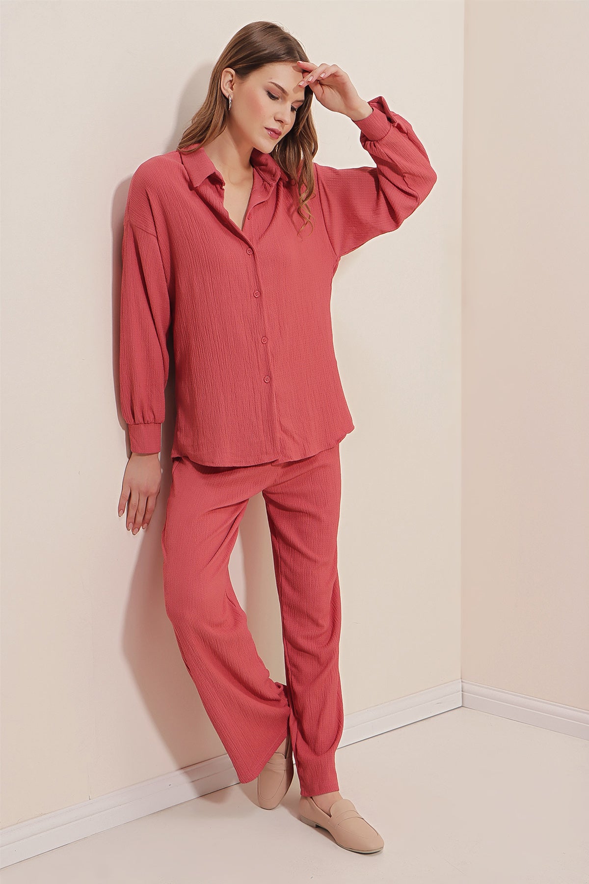5858 Compleu Tricot Două Piese - Trandafir Uscat