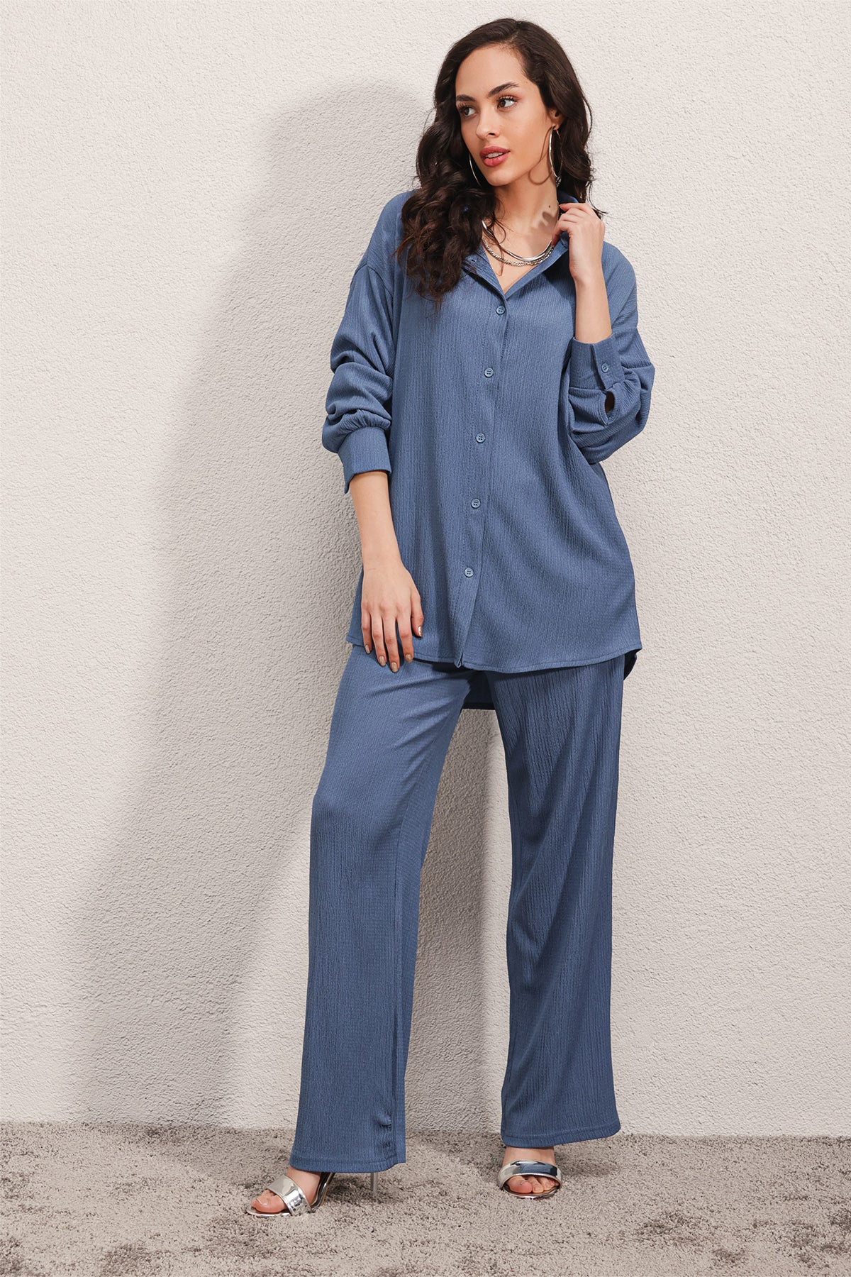 5858 Compleu Tricot Două Piese - Indigo