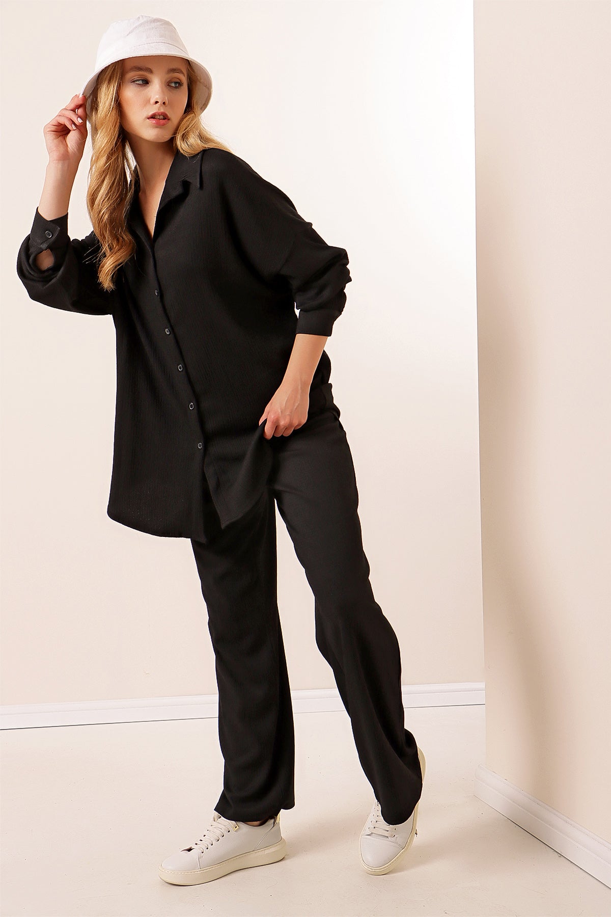 5858 Compleu Tricot Două Piese - Negru