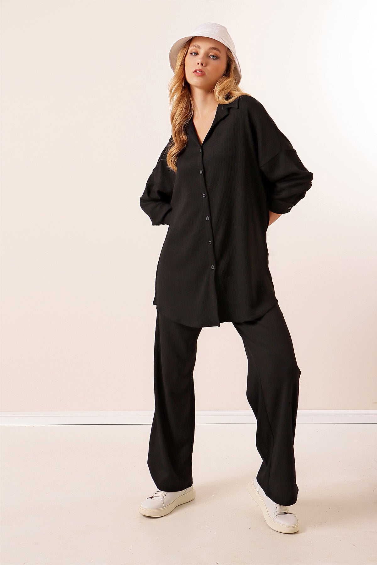 5858 Compleu Tricot Două Piese - Negru