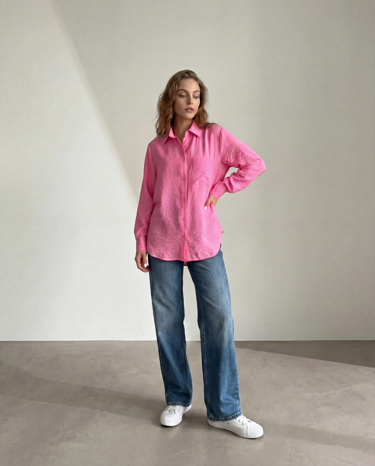 Pink Pocket Oversized Shirt