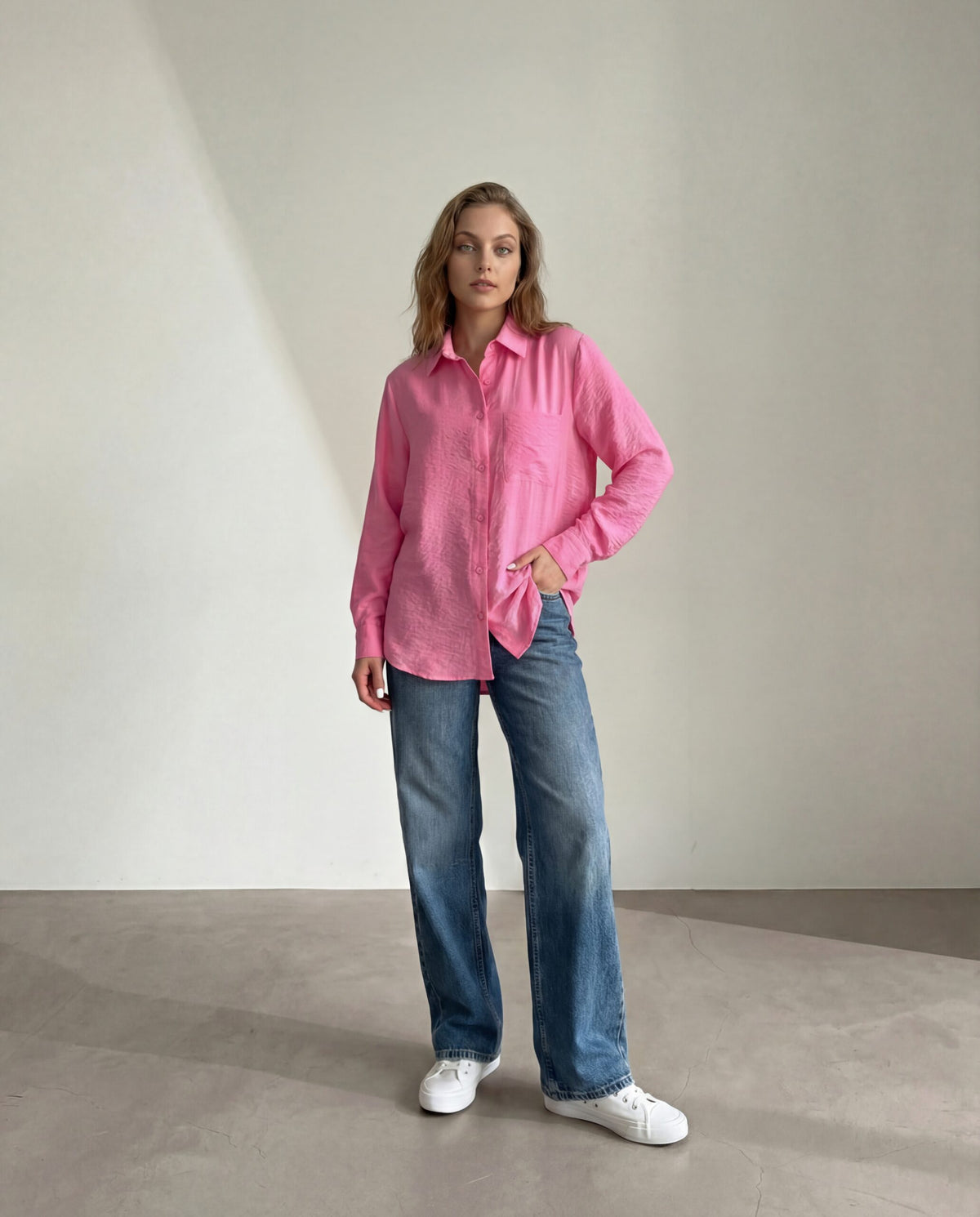 Pink Pocket Oversized Shirt