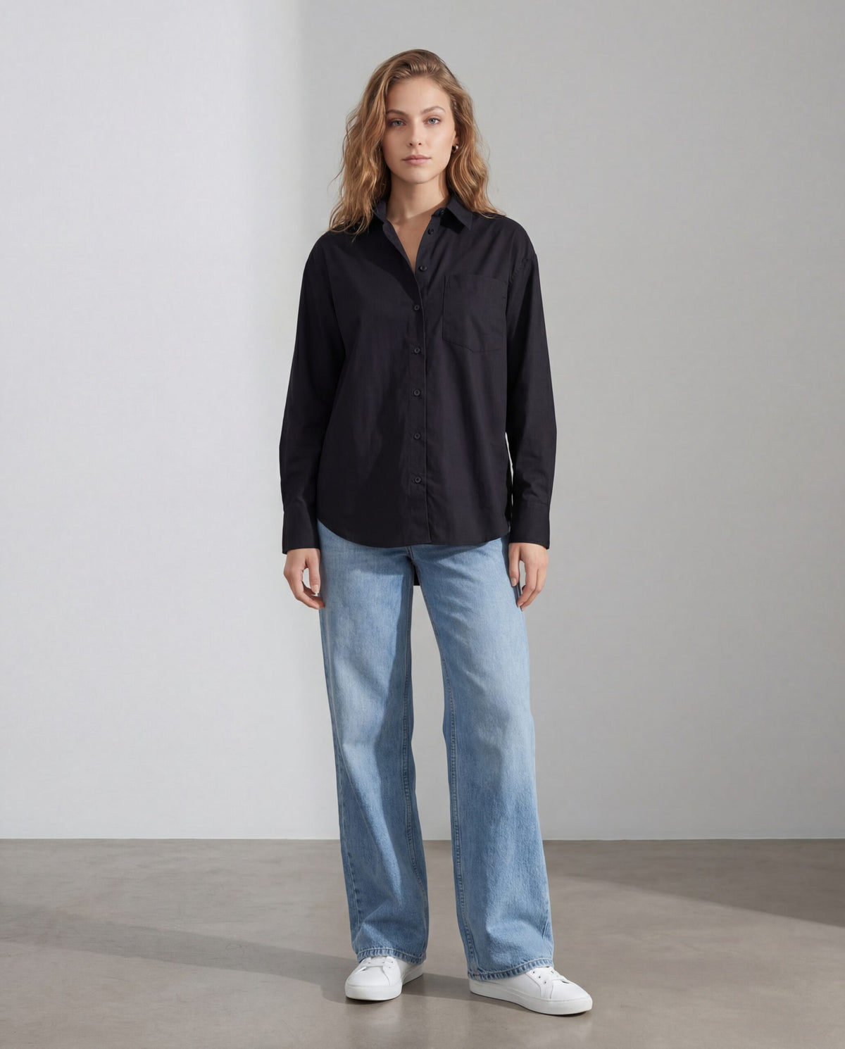Black Pocket Oversize Shirt