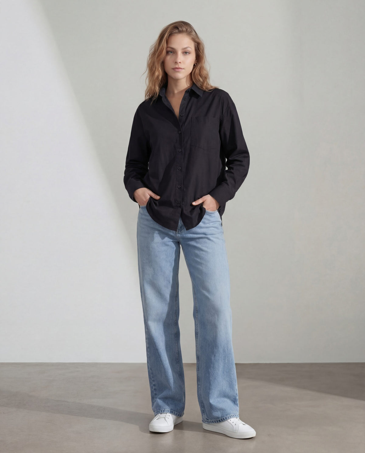 Black Pocket Oversize Shirt