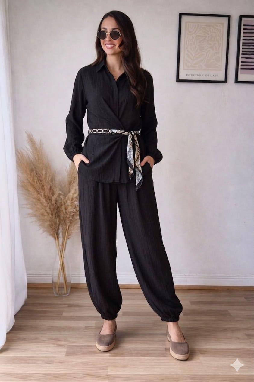 Set curea cu detalii - Negru