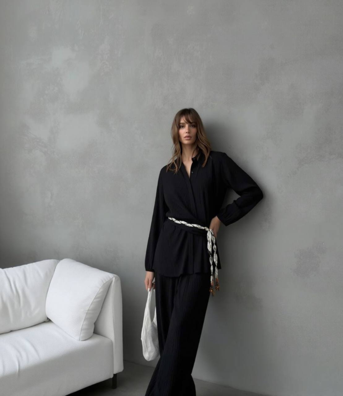 Set curea cu detalii - Negru