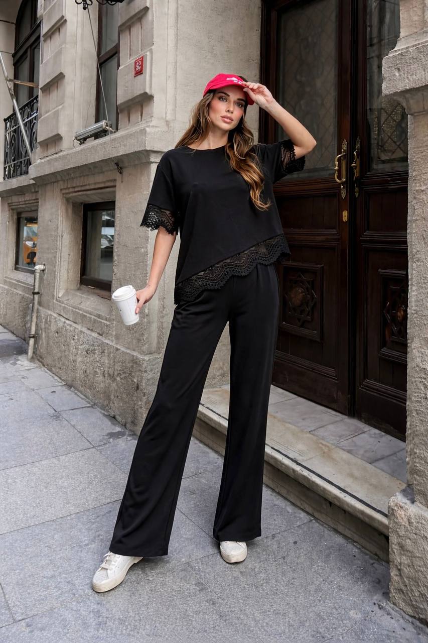 Lace Detail Oysho Set - Black