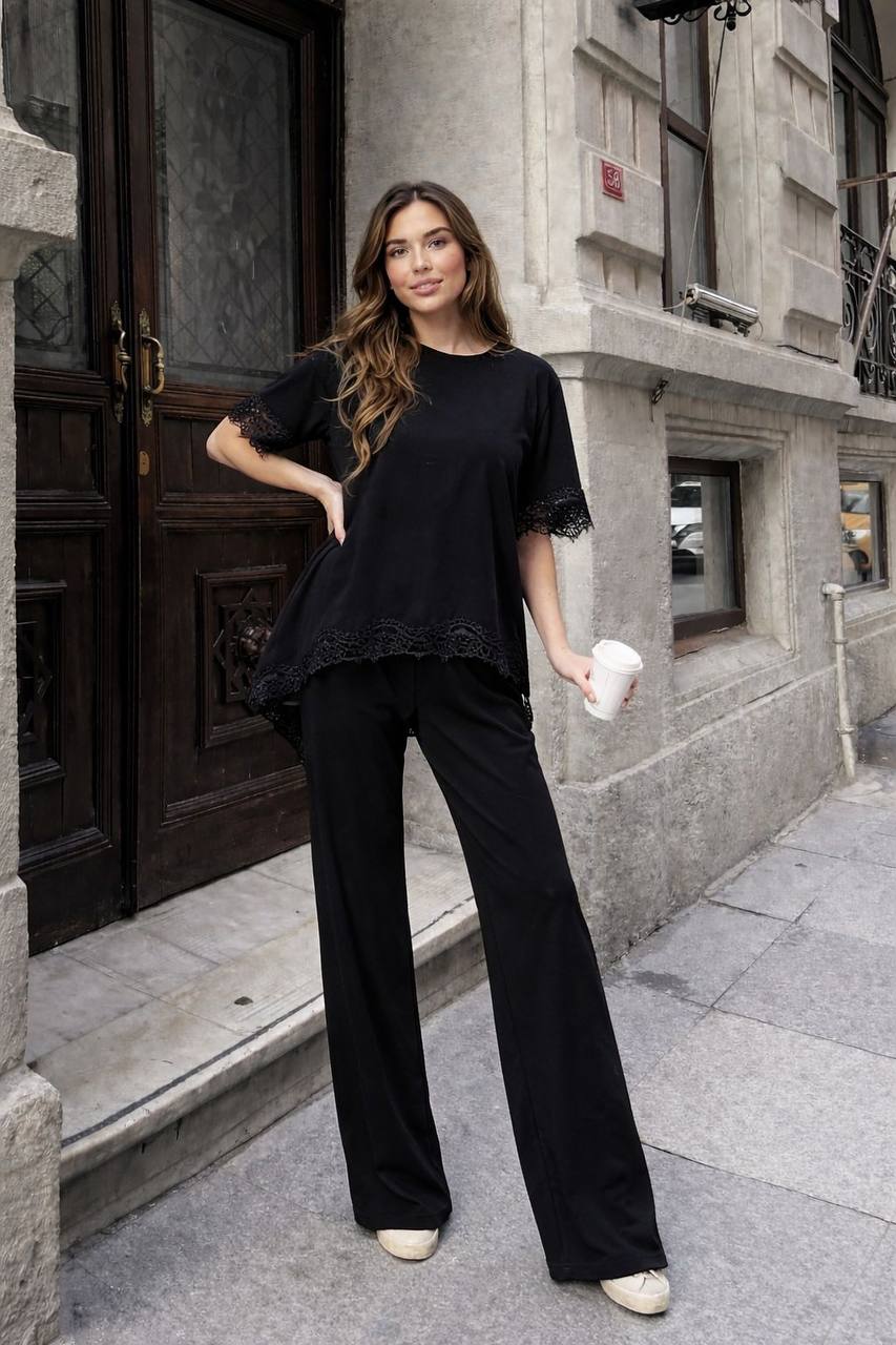 Lace Detail Oysho Set - Black