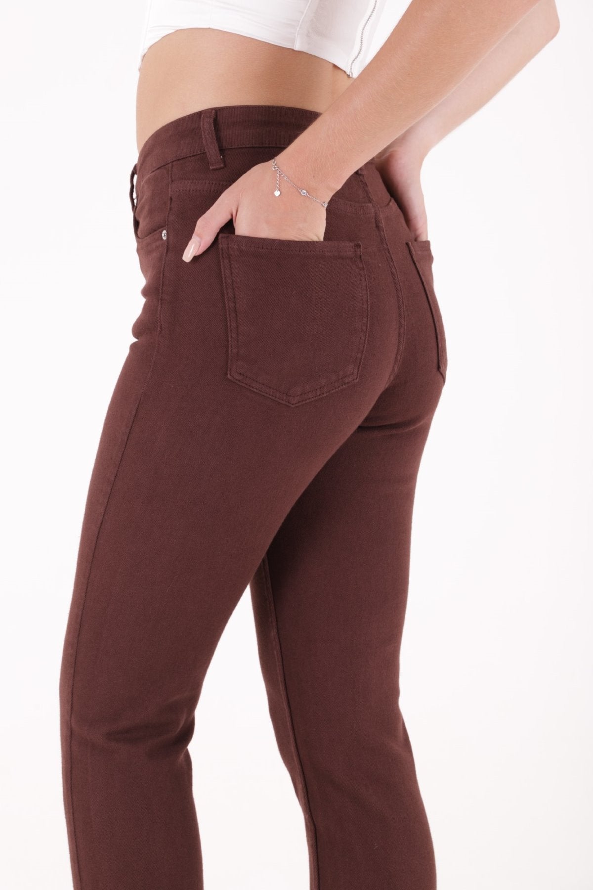 Pantaloni Denim Mom Fit cu Crac fara Cusaturi 764