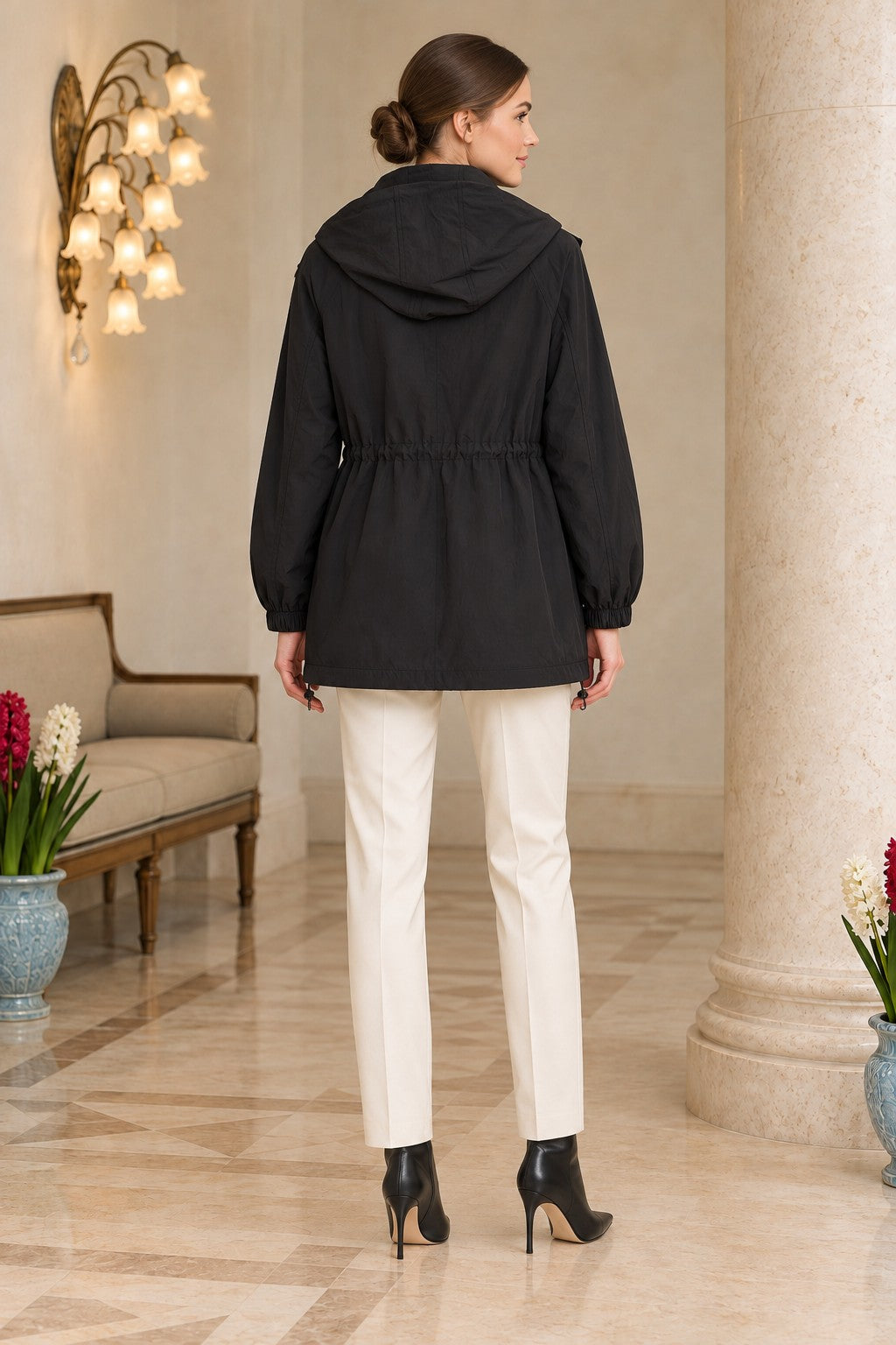 Drawstring Hooded Raincoat 6319