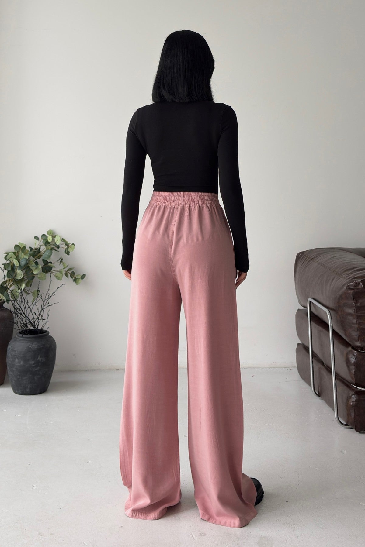 Pantaloni Palazzo cu Talie Elastica HS708