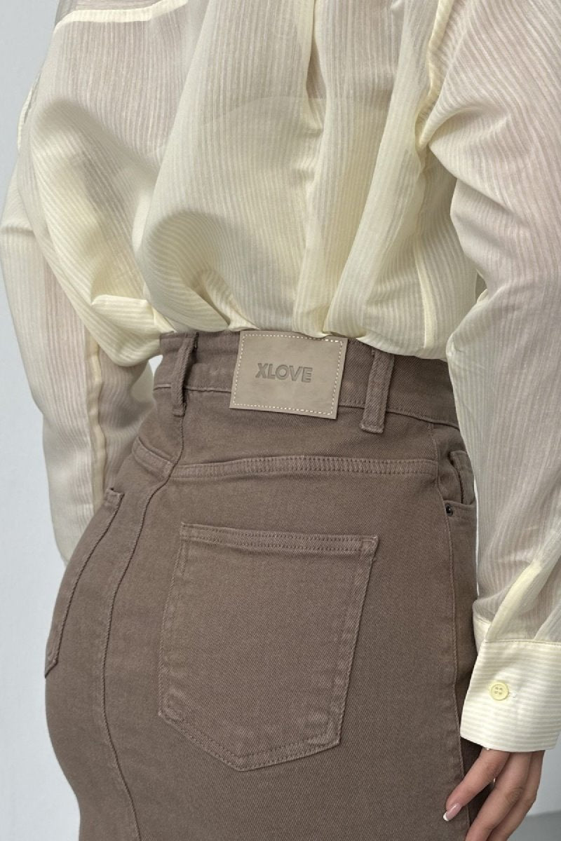 Fustă Denim Lungime Medie 1039