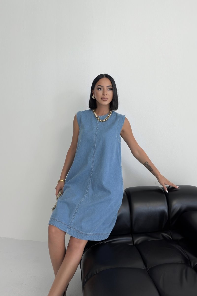 Rochie Oversize Fara Maneci cu Buzunare 3043