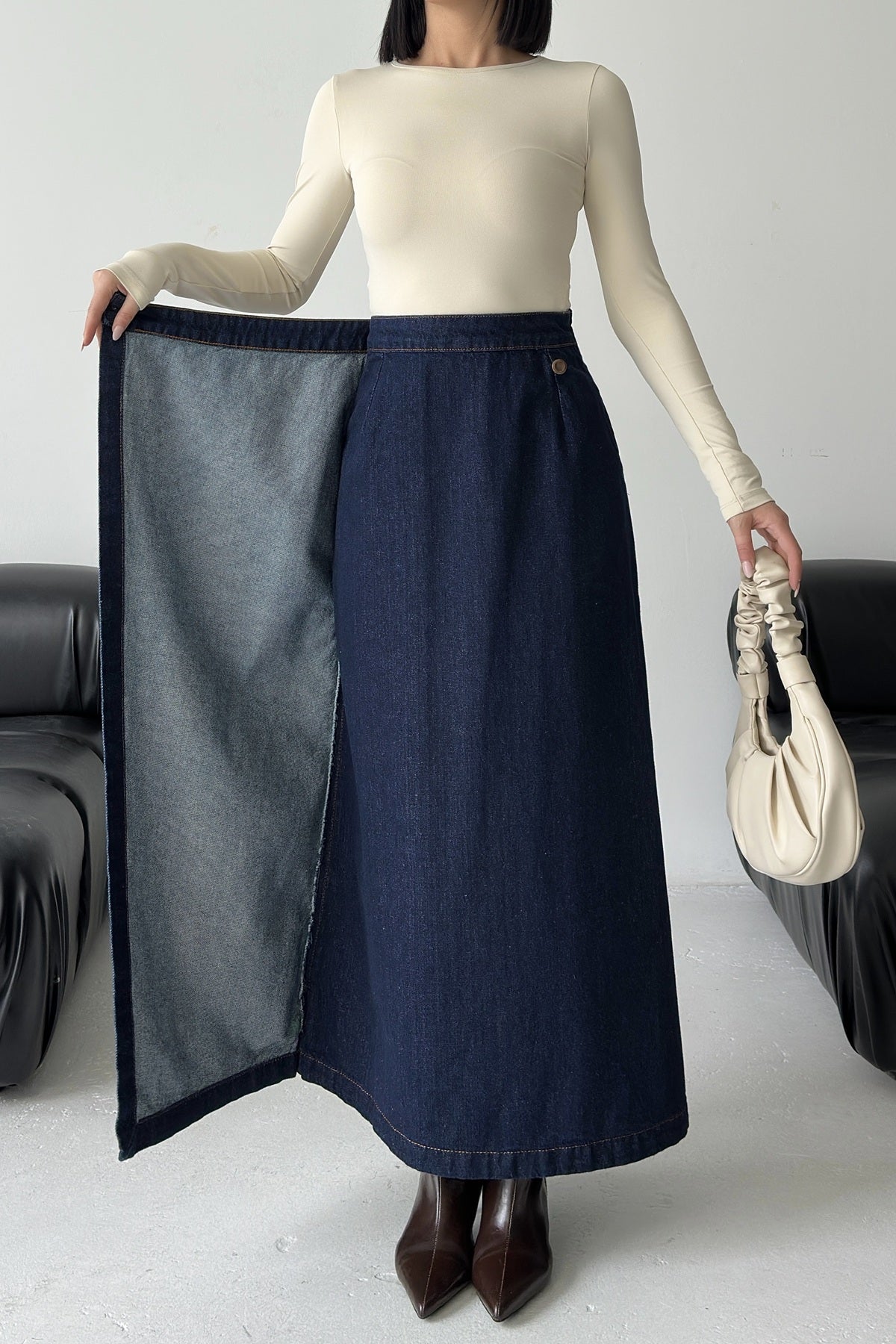 Fusta Denim Lunga cu Capac 1941
