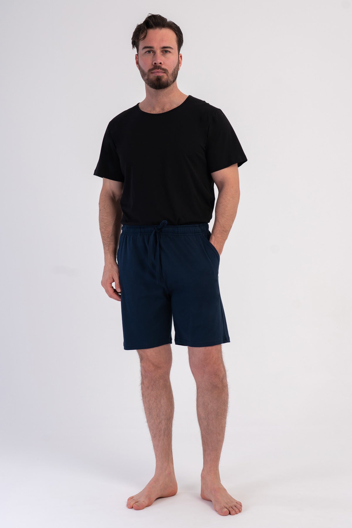 PANTALONI SCURȚI BĂRBAȚI CU BUZUNARE P.SUPREM JOS - ALBASTRU MARIN