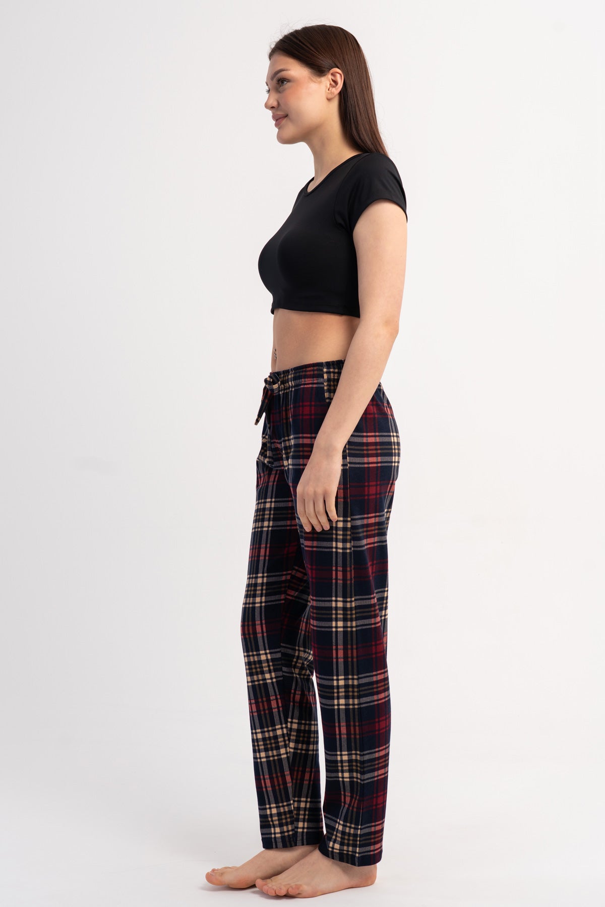 PANTALONI DE PIJAMALE DE DAMĂ P.SUPREM CU BUZUNARE, SINGURI - ALBASTRU MARIN