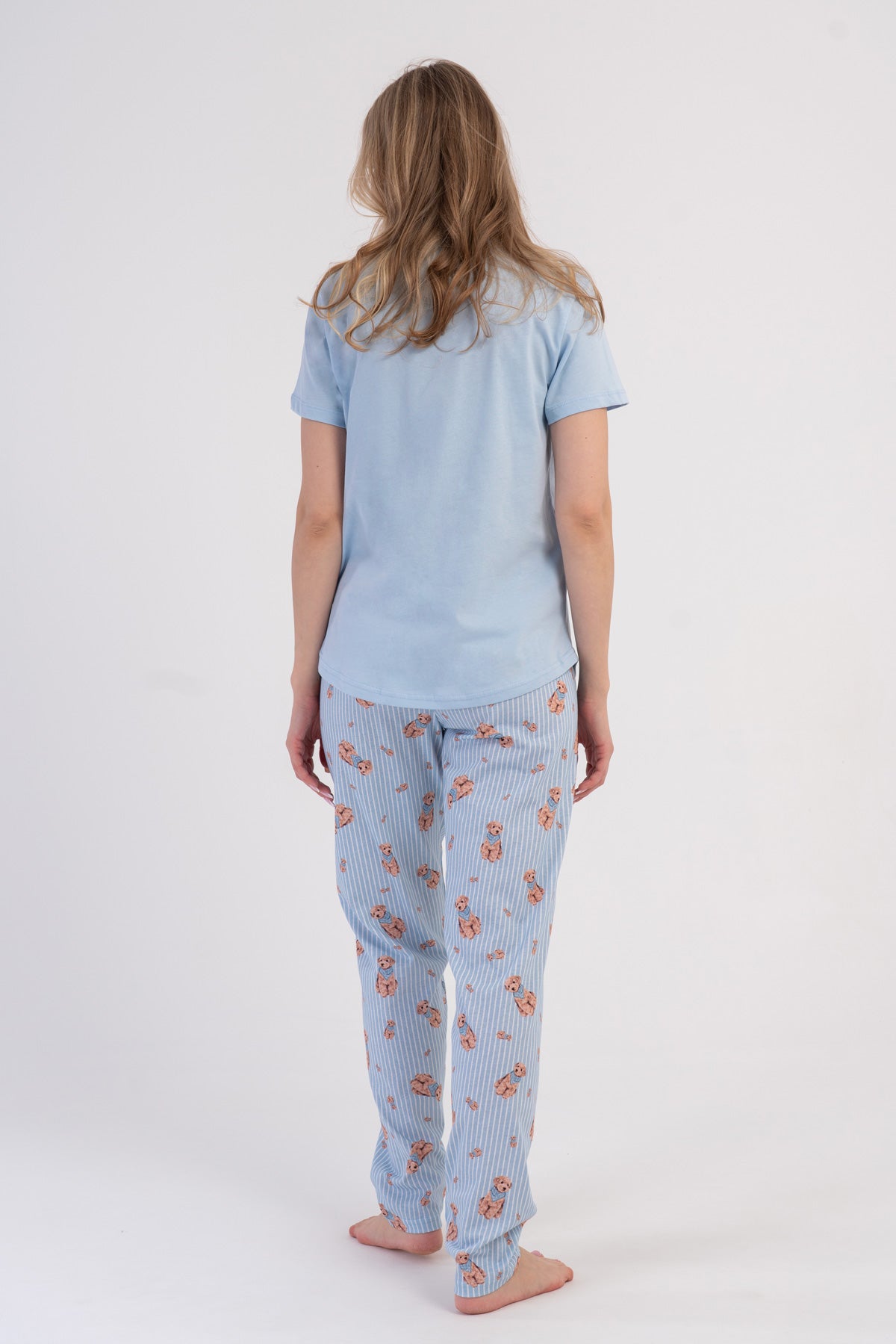 KADIN P.SUPREM O YAKA KISA KOL ETEGI OVAL PIJAMA TAKIM - MAVI