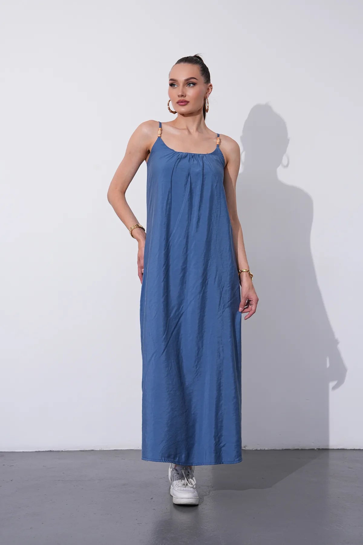Rochie Modal cu Bretele Decorate cu Margele