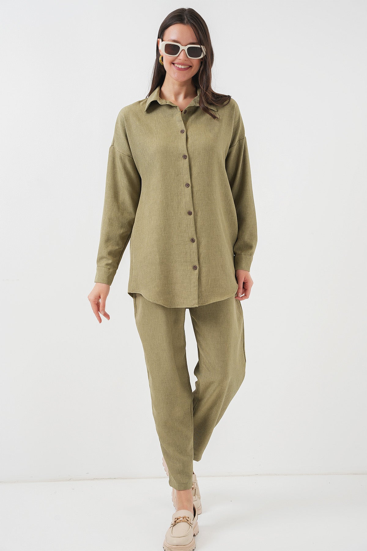6622 Costum Din Pânză (2 Piese) - Cagla