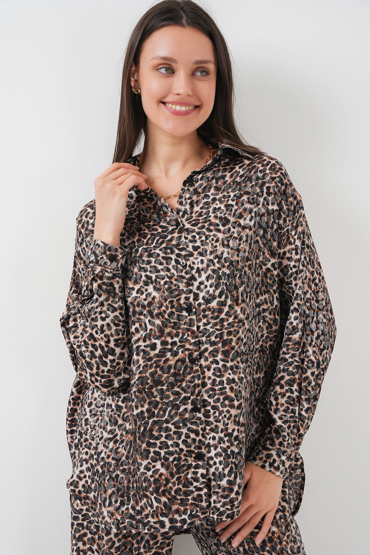 6699 Set cu model leopard - Maro deschis