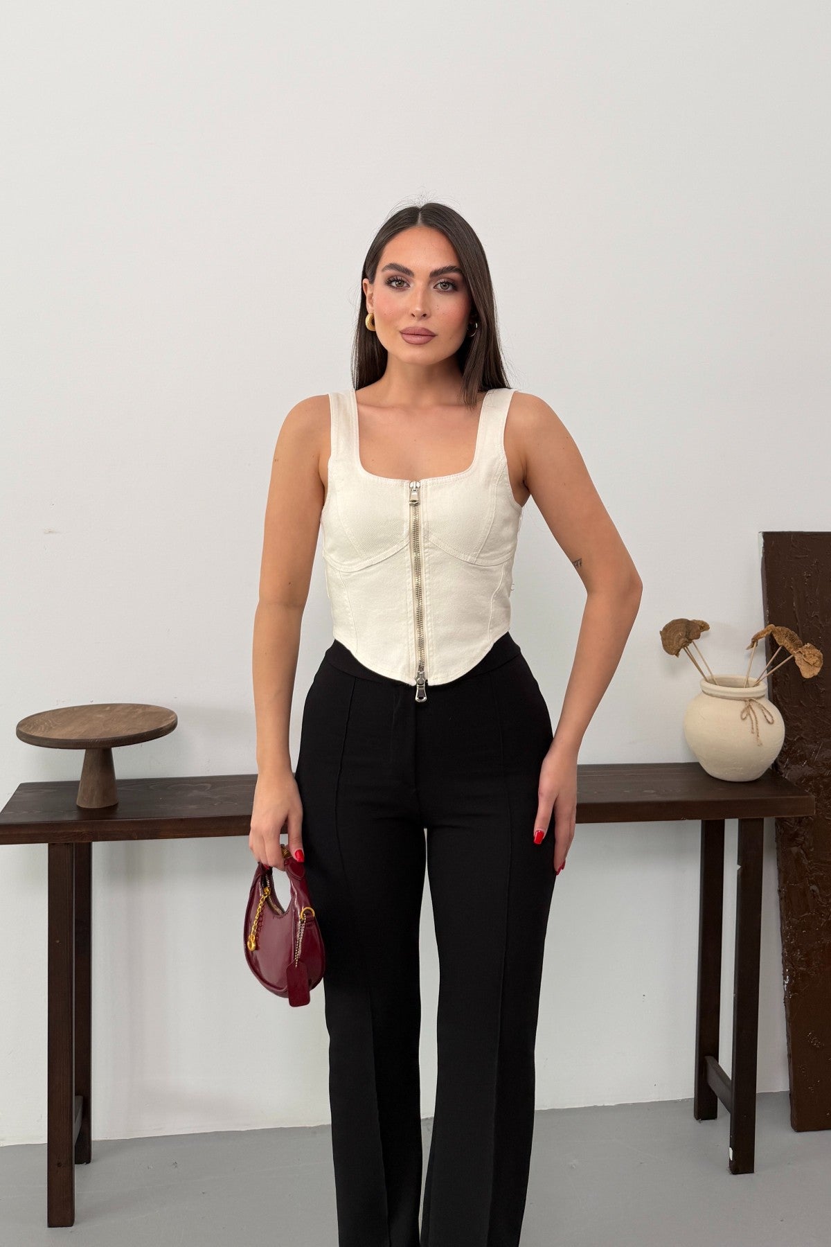 Bustier Denim cu Fermoar 411