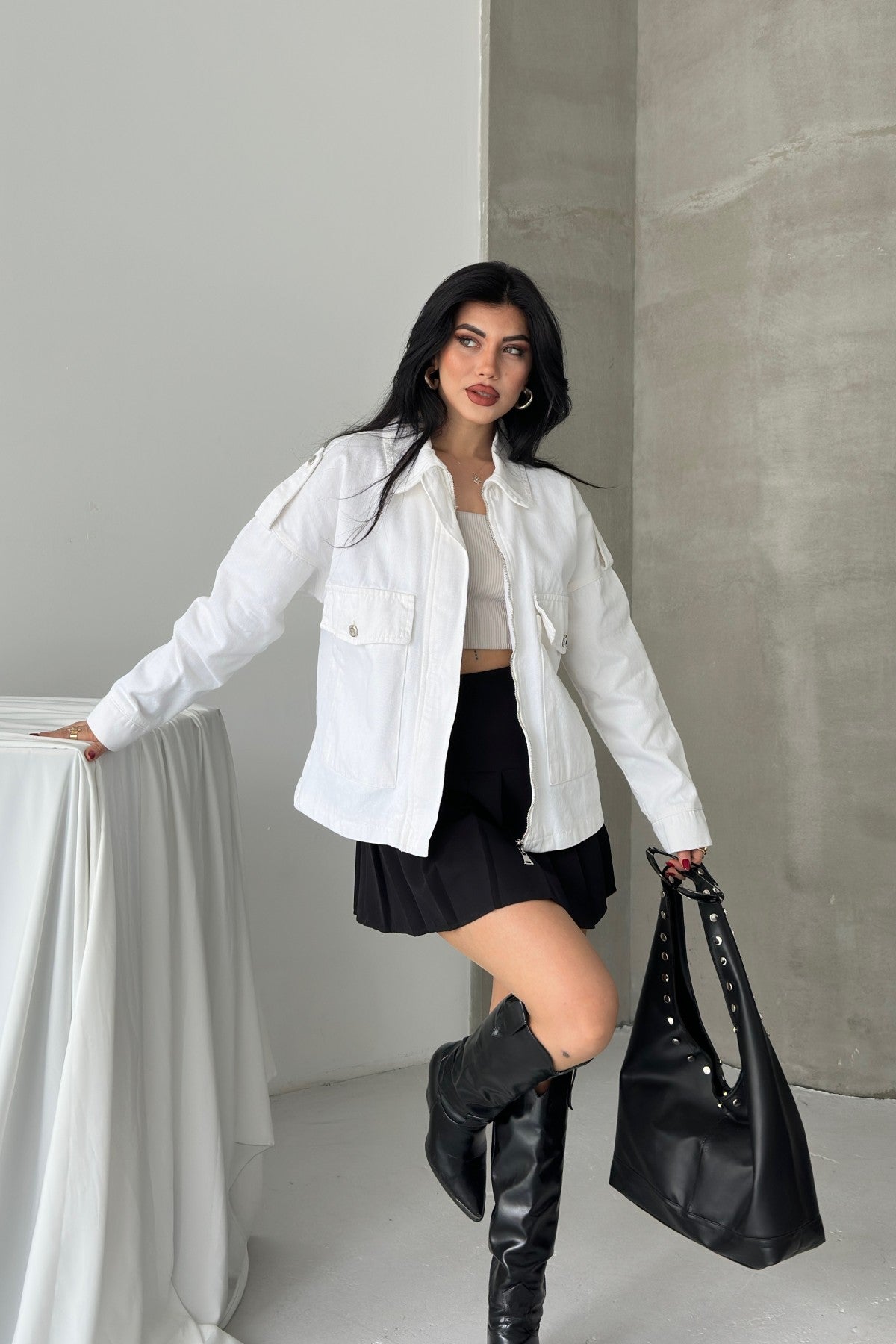 Jachetă Denim cu Buzunare 6254