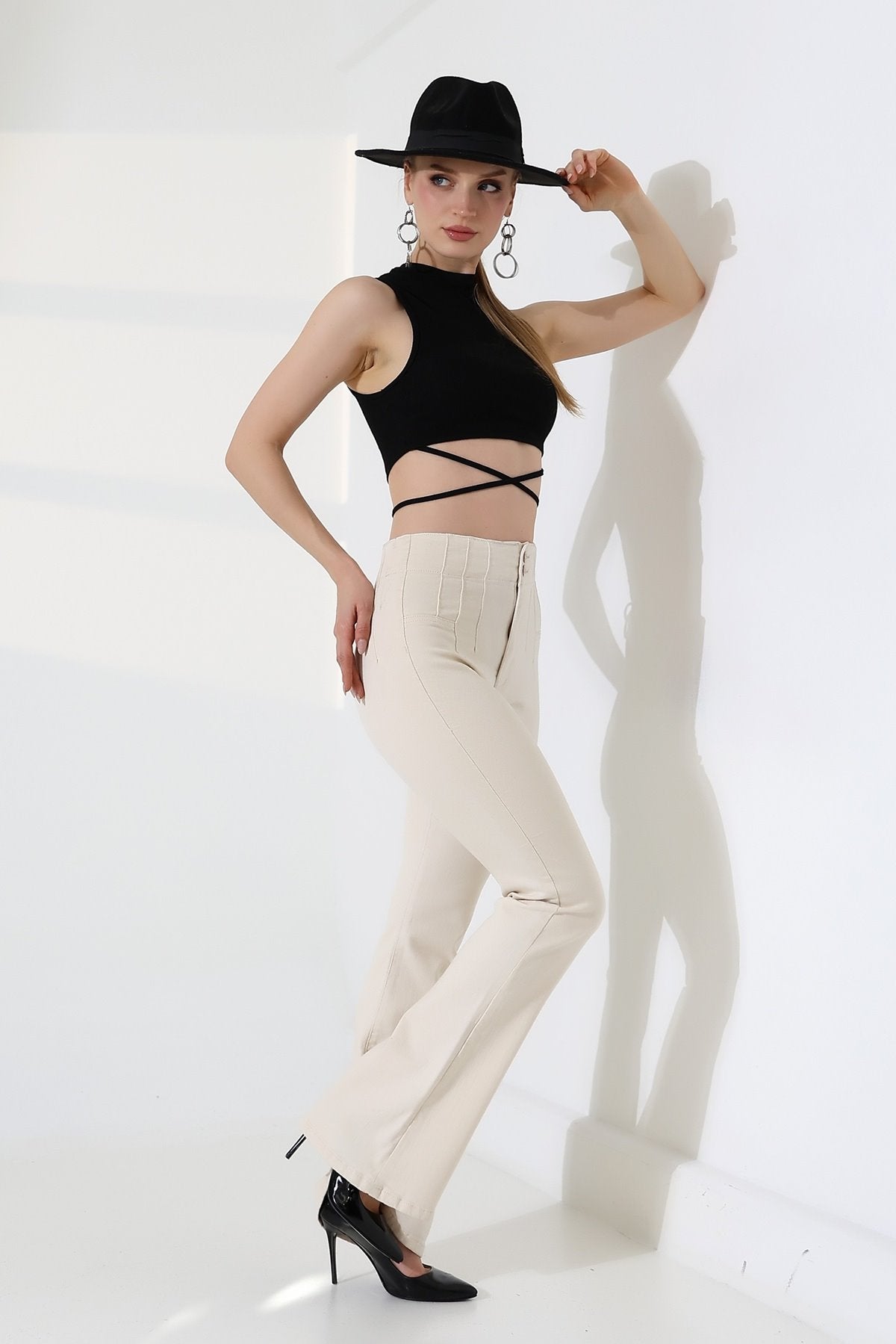Pantalon Denim Spaniole cu Pliseu 7021