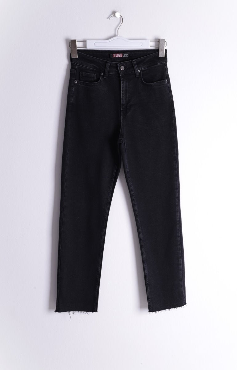 Pantaloni Denim Mom Fit cu Crac fara Cusaturi 764