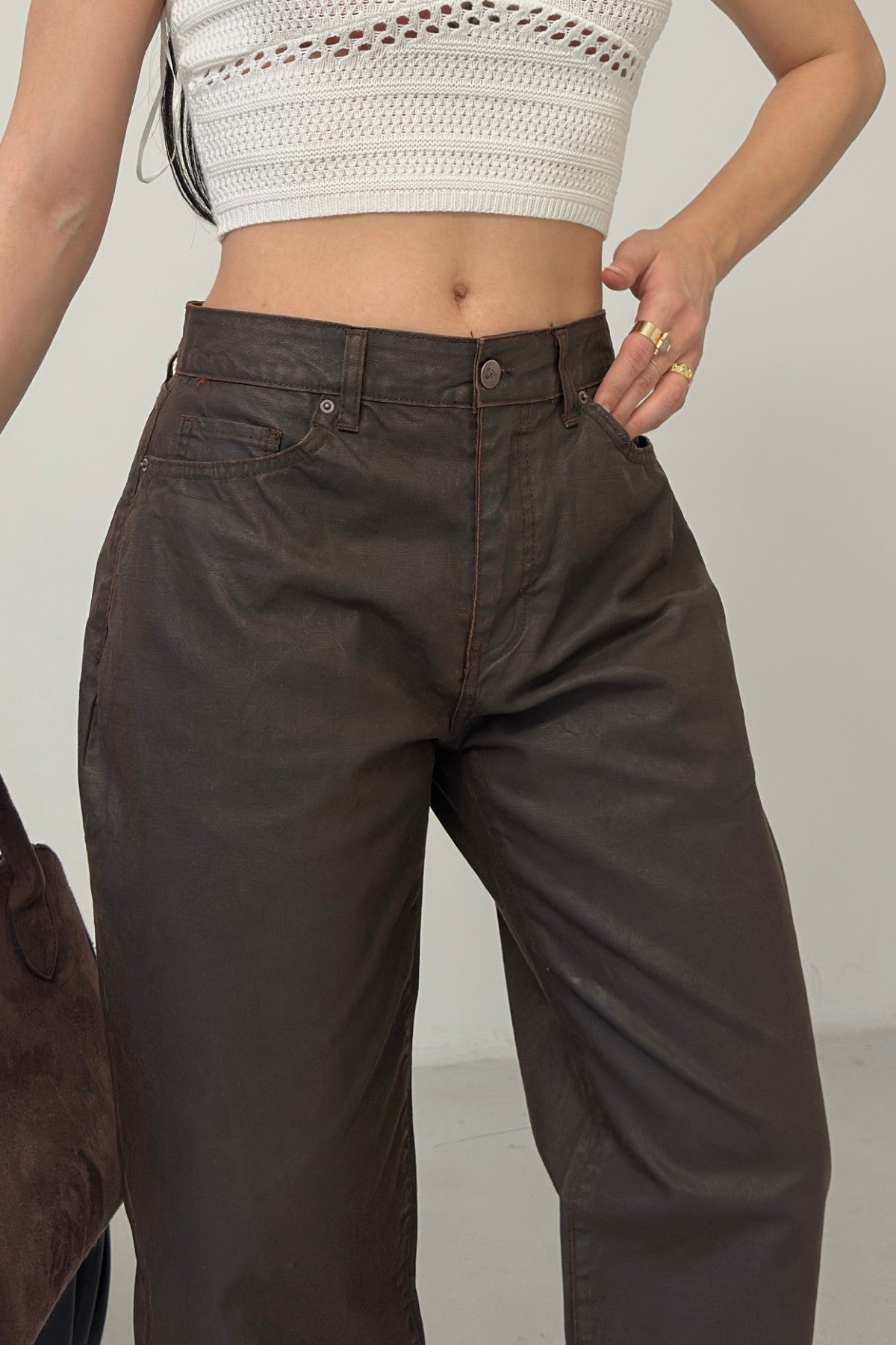 Pantaloni Mom cu Acoperire Cerată 7179