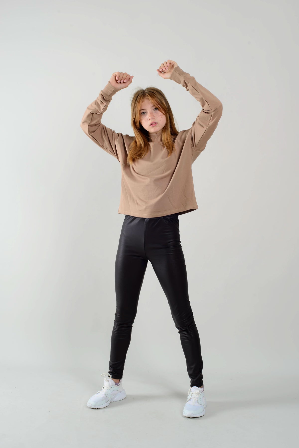 Genç Kız Balıkçı Yaka Crop Sweatshirt | 9–15 Yaş | RG Brand | RG3269 - TAŞ