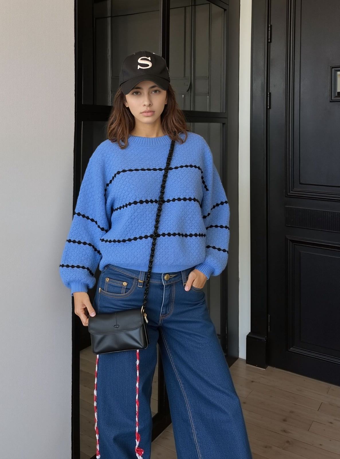 Splash Pattern Knit Sweater 1009 - Blue