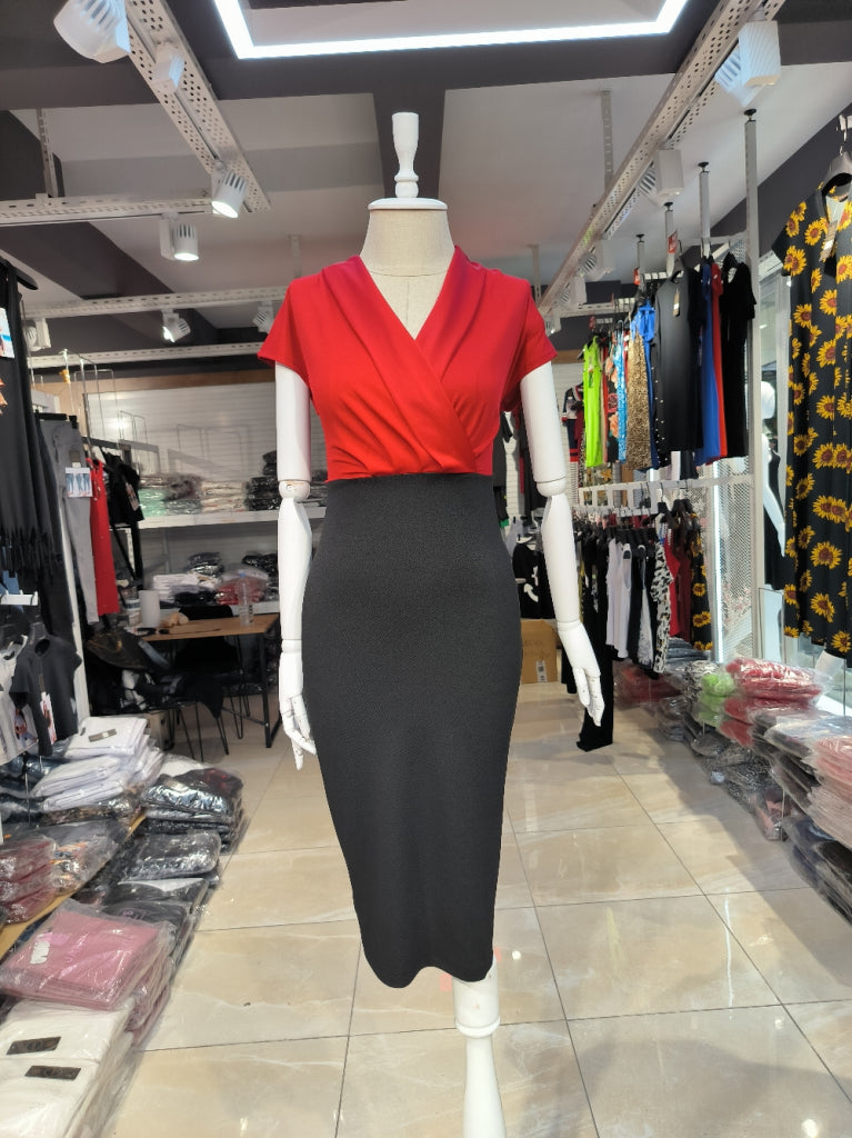 Rochie crepon scurtă wrap, fără curea, 37519
