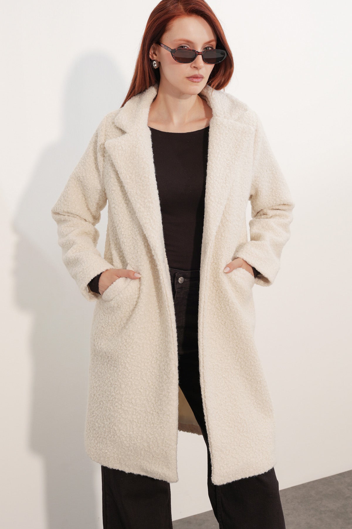 9082 Oversize Kaşe Kaban - M. Krem