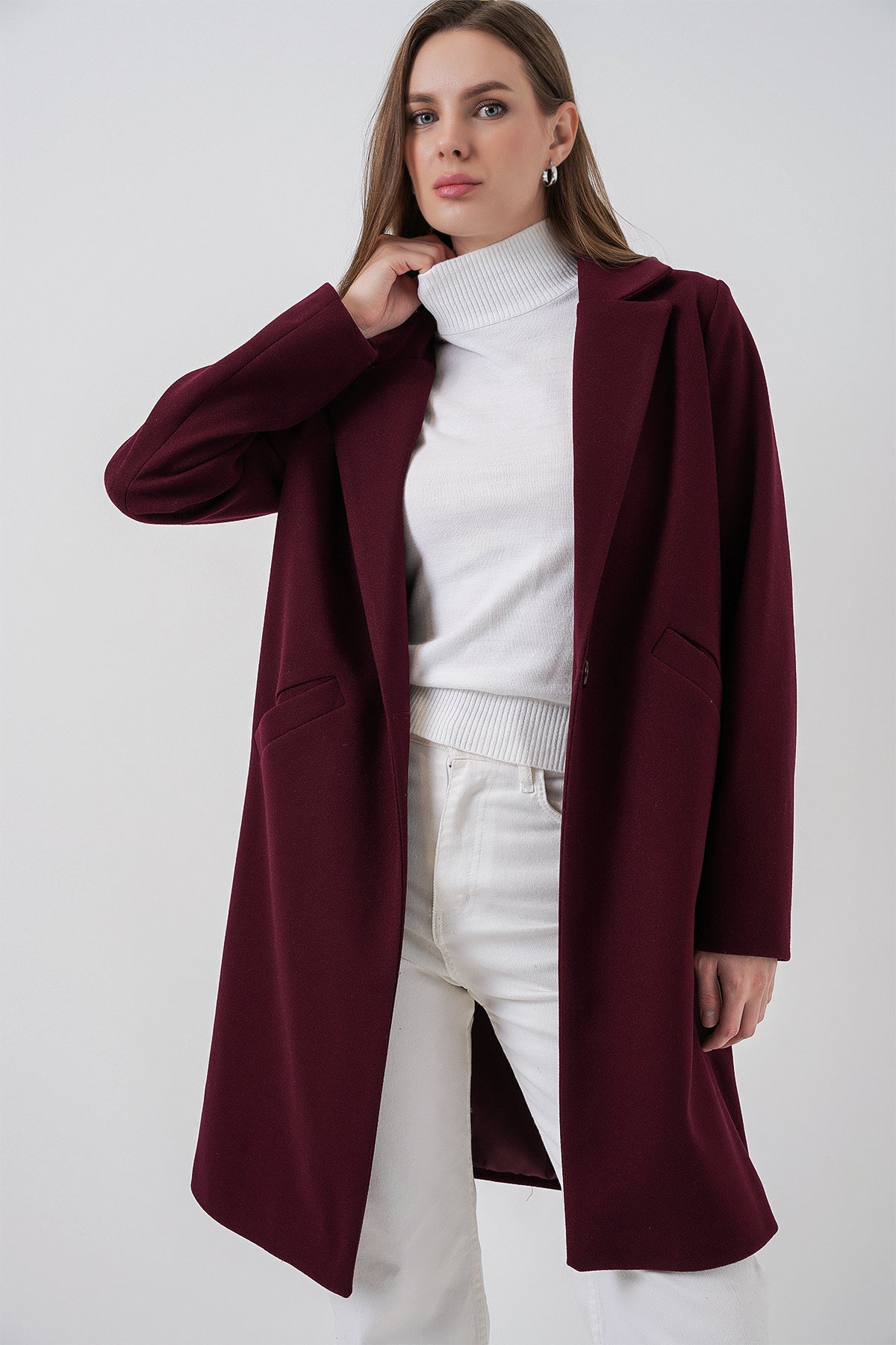 9085 Kaşe Kaban - Bordo