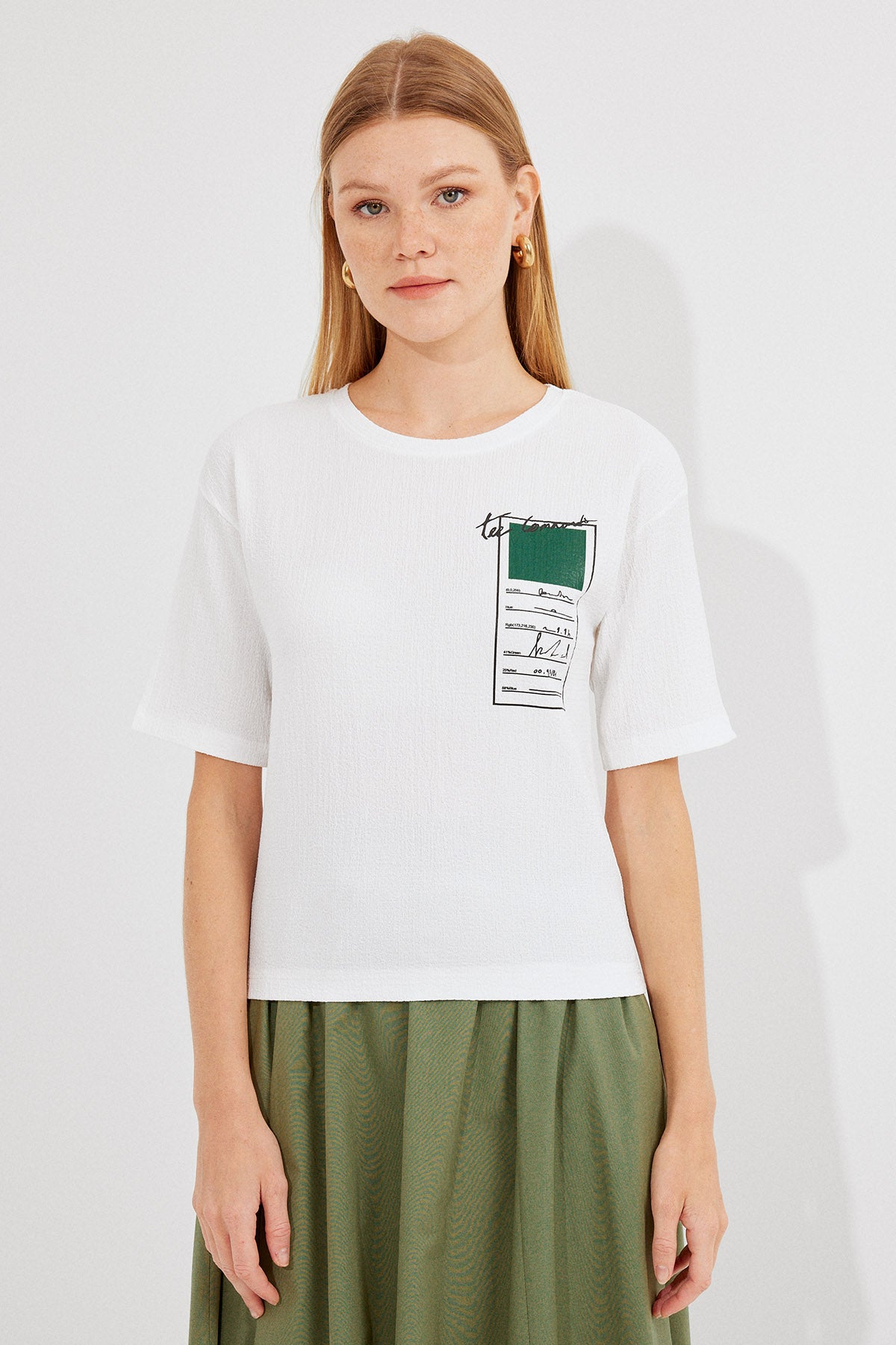 911 Tricou Basic Tricot Tipărit - Verde
