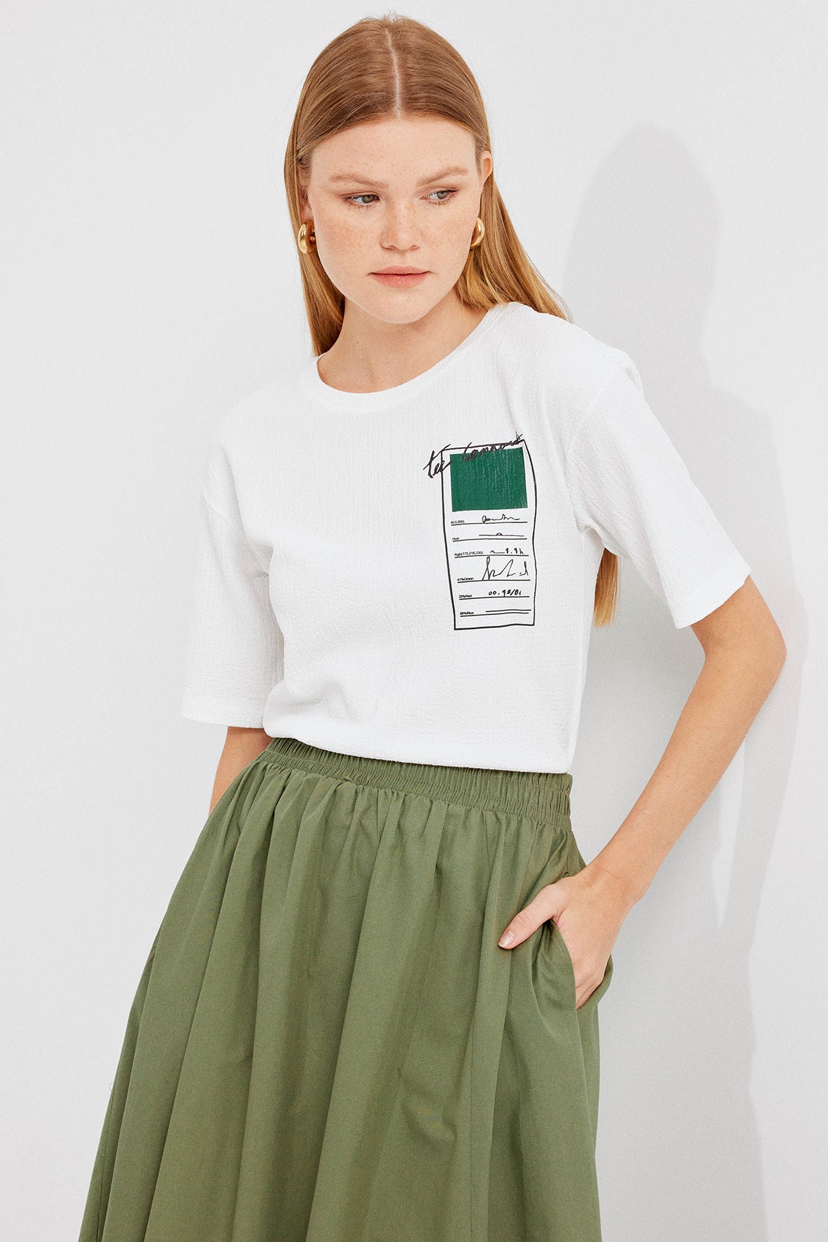 911 Tricou Basic Tricot Tipărit - Verde