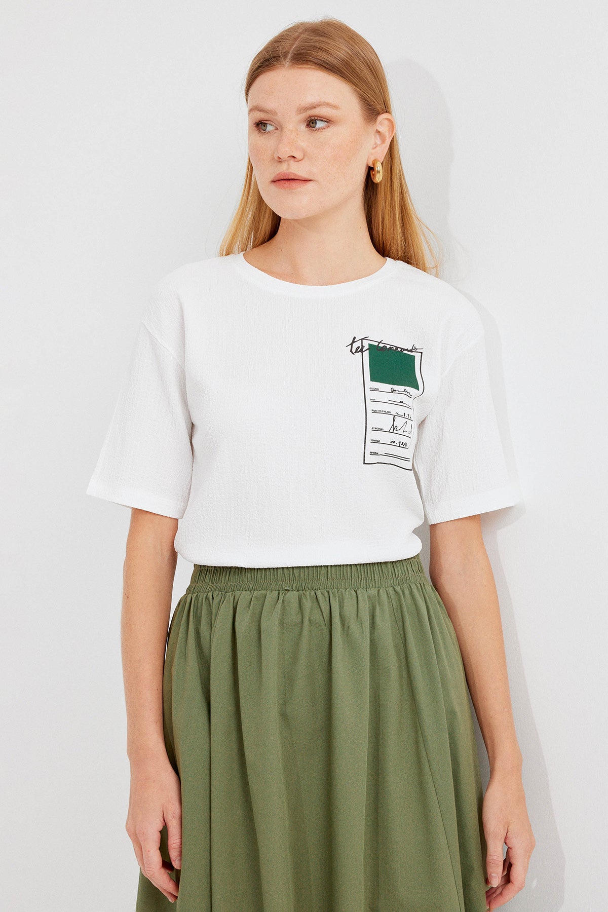 911 Tricou Basic Tricot Tipărit - Verde