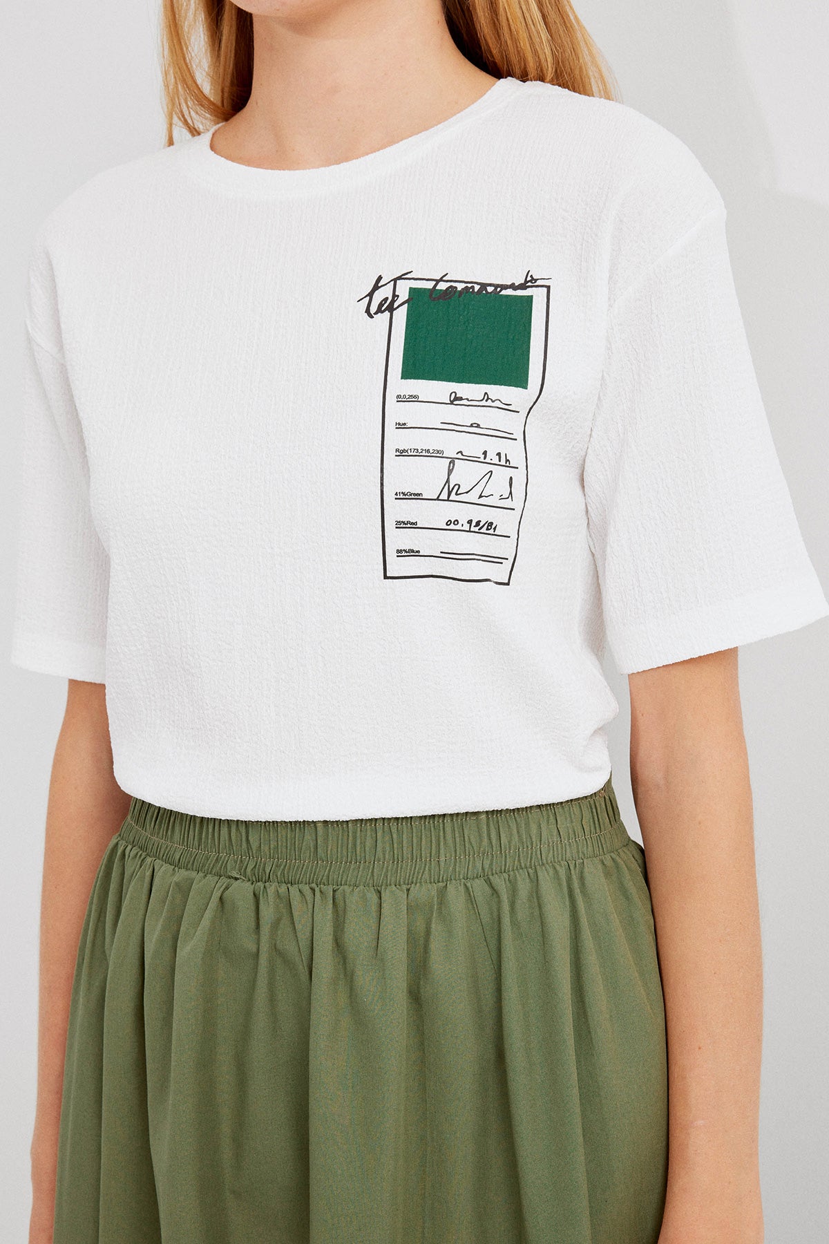 911 Tricou Basic Tricot Tipărit - Verde