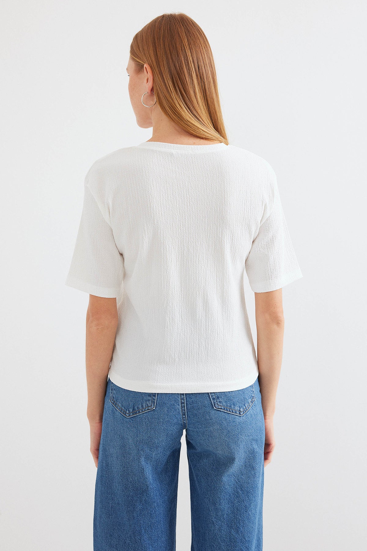 912 Tricou Basic Tricot Tipărit - Alb