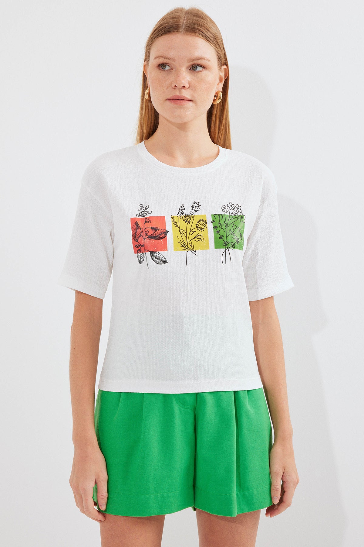 913 Tricou Basic Tricot Tipărit - Alb