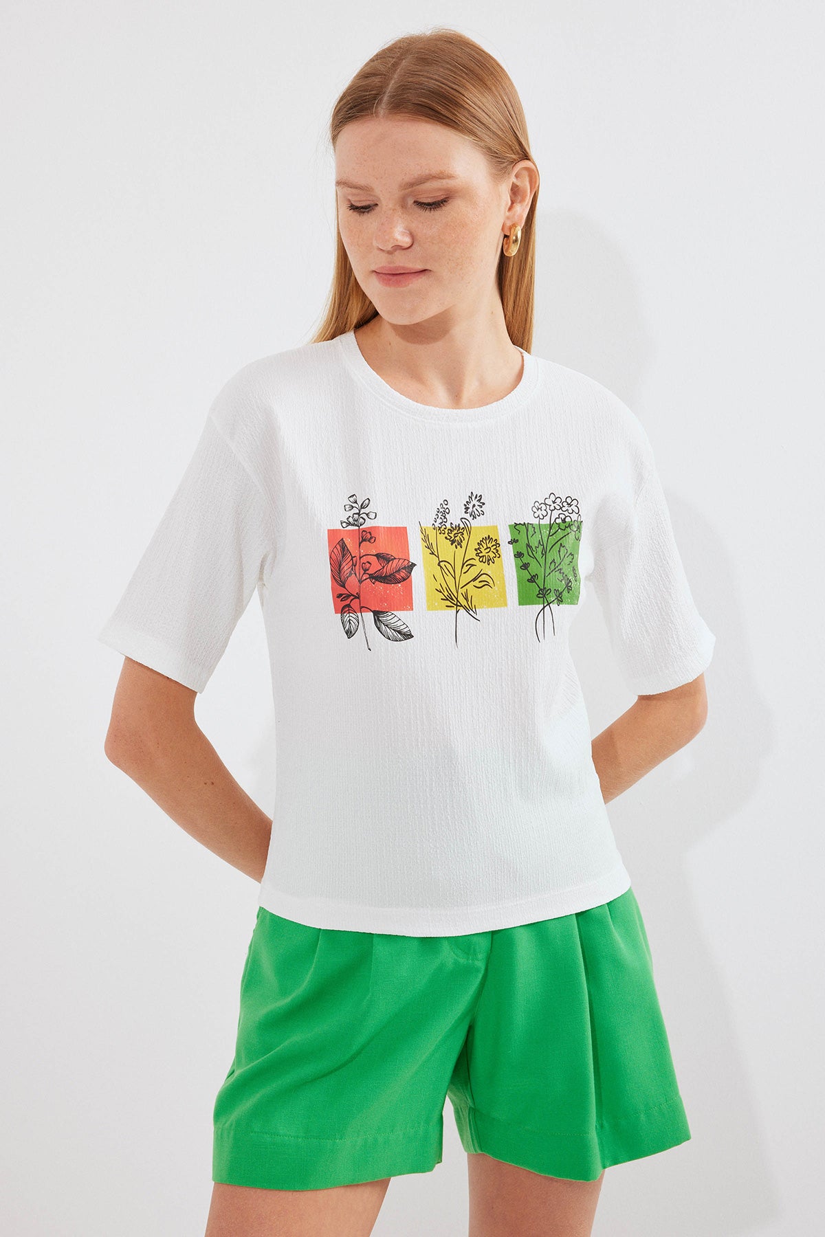 913 Tricou Basic Tricot Tipărit - Alb