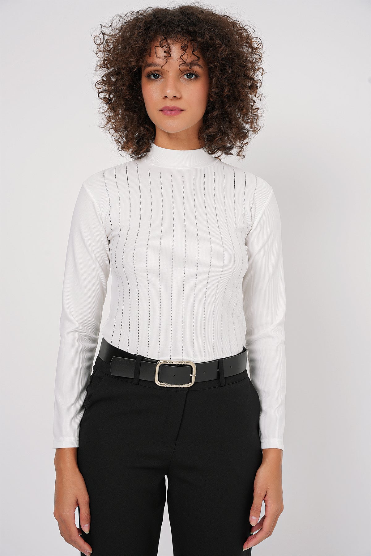 922 Body Decorat cu Pietre - Alb
