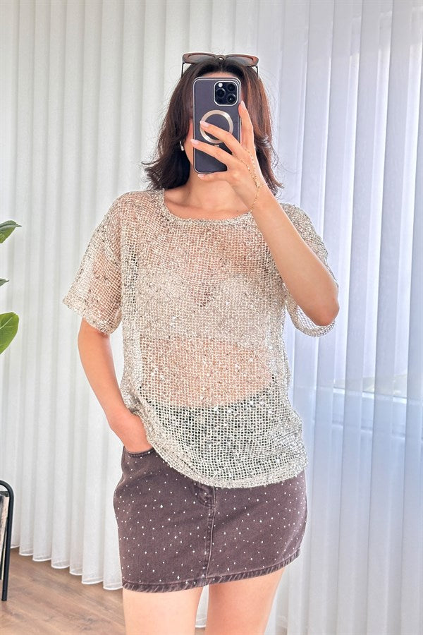 Bluza de Toptan Piatra cu Paiete Stralucitoare