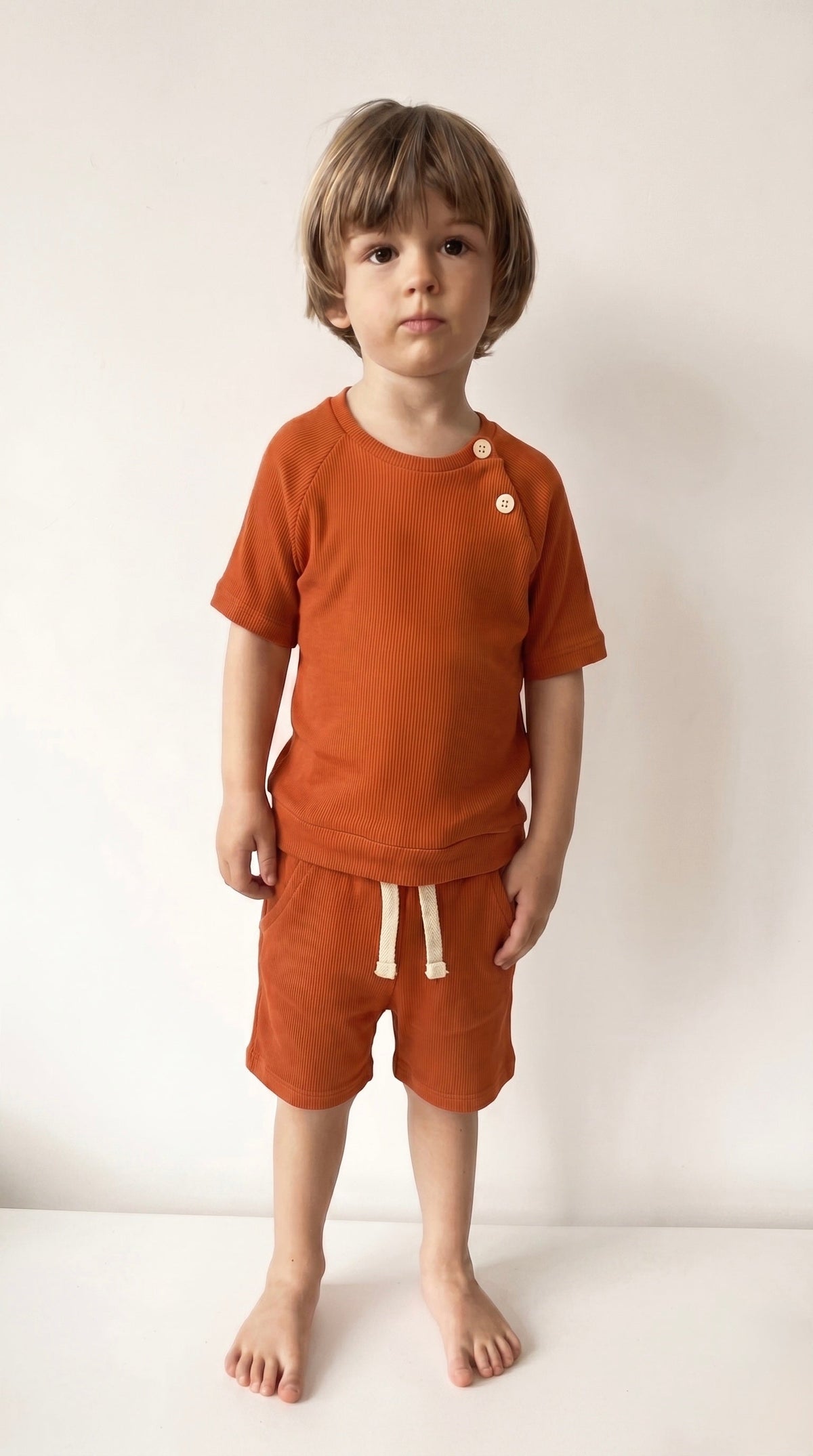 Kız ve Erkek Bebek Yazlık Tişört 2’li Set | 6 Ay–4 Yaş | RG Brand | RG342 - KİREMİT