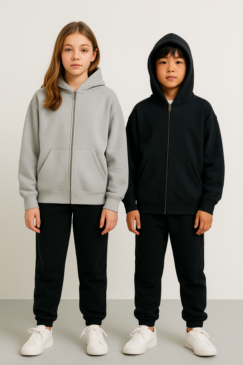 Genç 3 İplik Kapüşonlu Ve Fermuarlı Sweatshirt | 9–15 Yaş | RG Brand | RG3404 - HAKİ