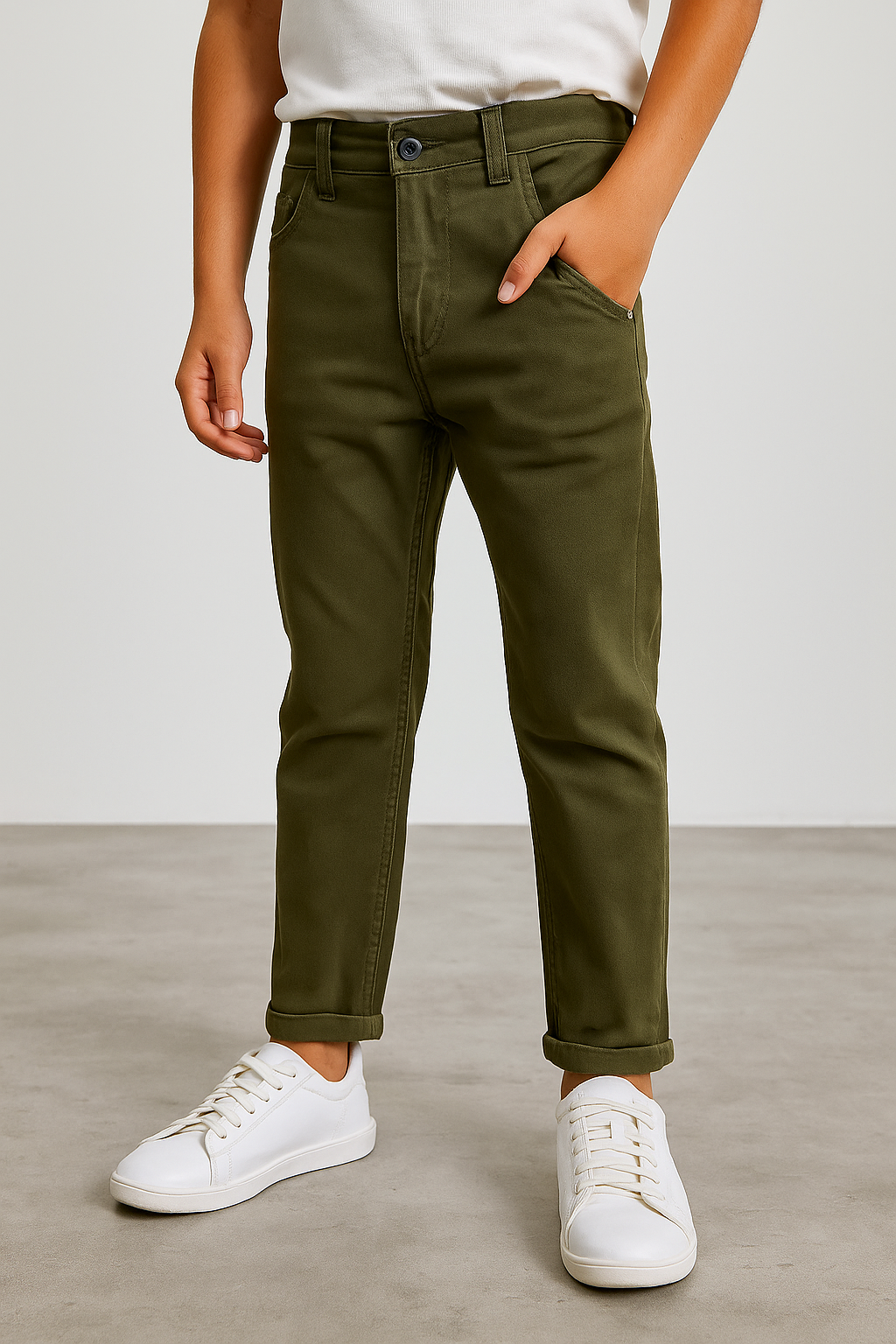 Erkek Çocuk Chino Gabardin Pantolon 9–15 Yaş | RG Brand | RG3352 - HAKİ